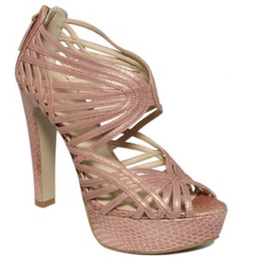 NINE WEST Cannonball Pale Pink Snake Leather